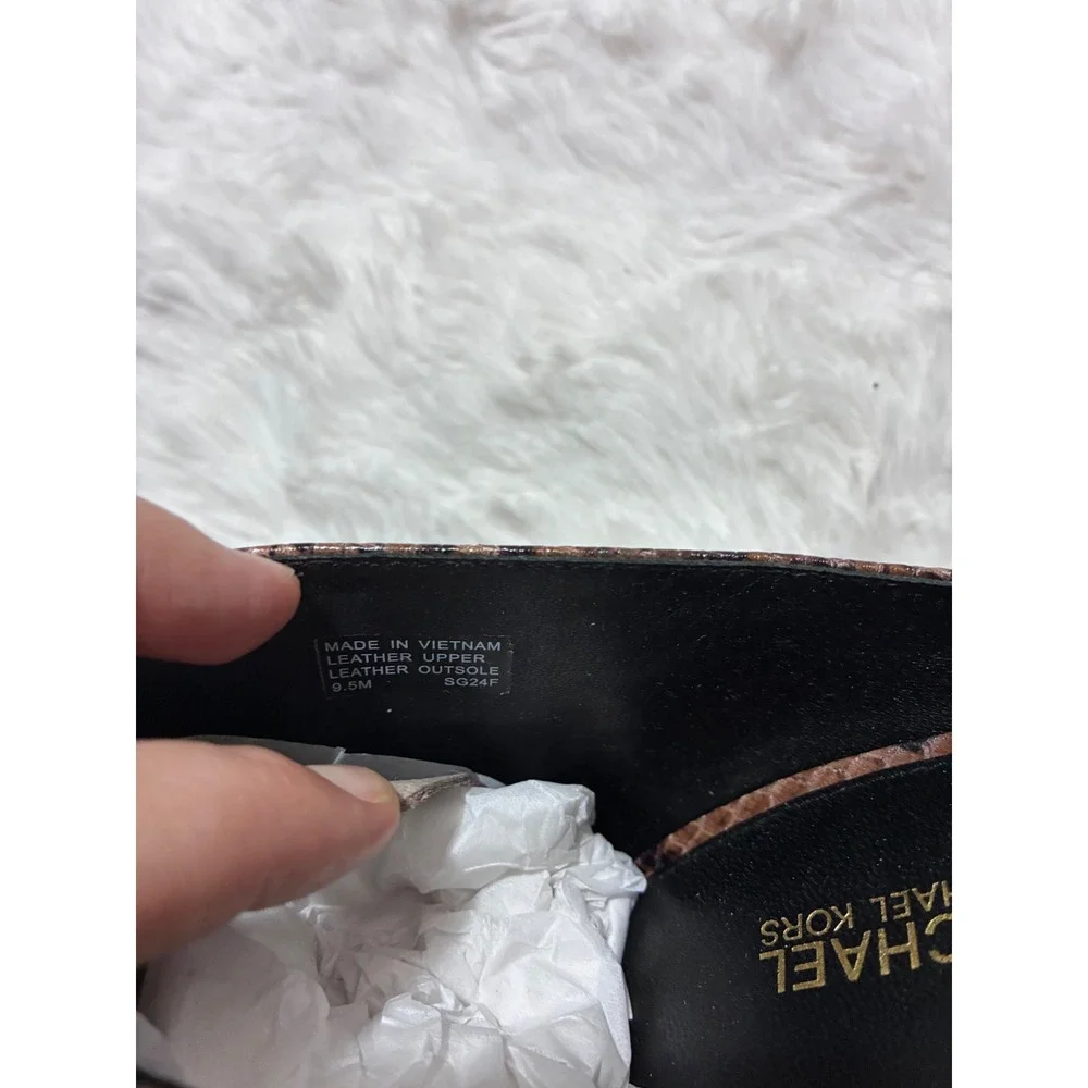 Michael Kors Brown Snakeskin Leather Mules Pointed Toe 9.5M NWT $179